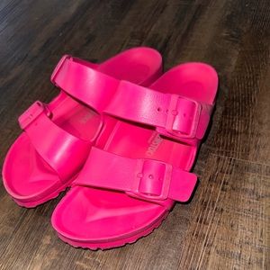 Hot pink birkenstocks EVA sandals size 8
